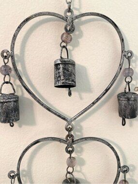 3 Tier Heart Hanging Charms Blackened Silver